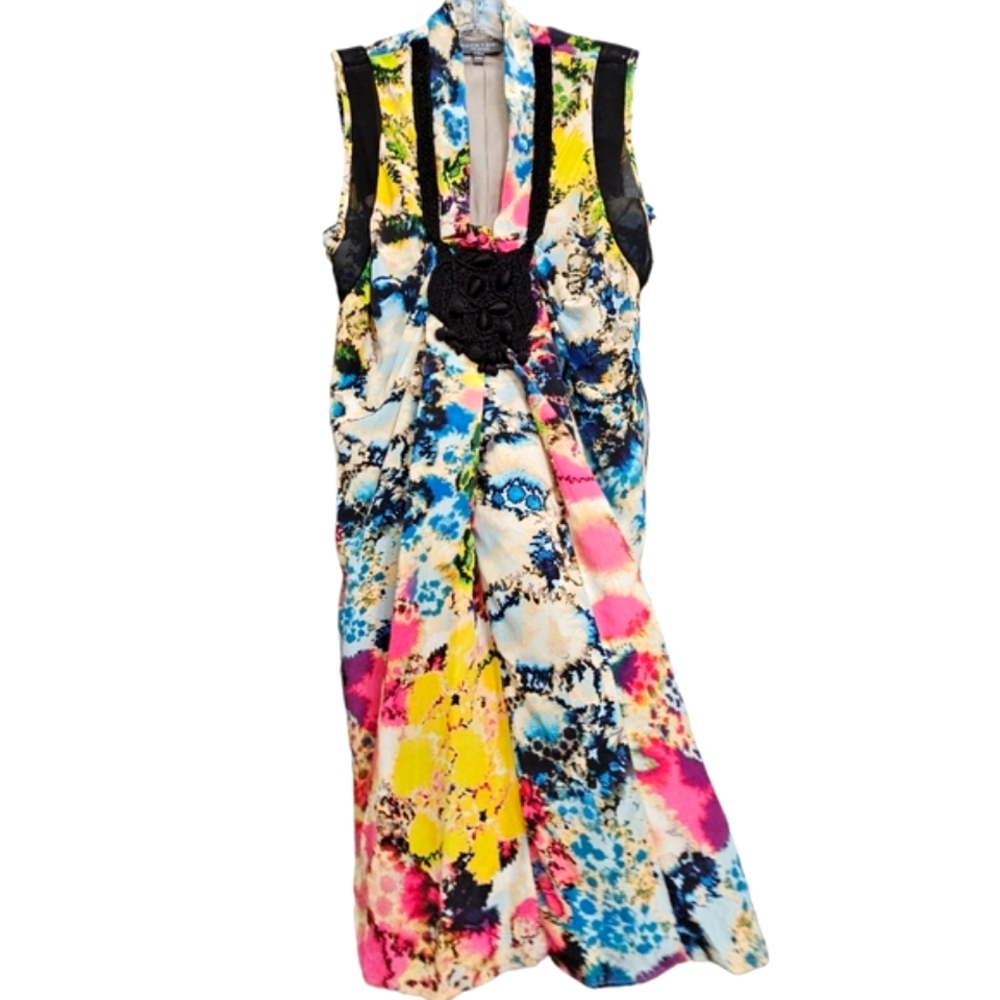 Sachin + Babi for Ankasa Nwot Vivid Abstract Sleeveless Floral Silk Mini…